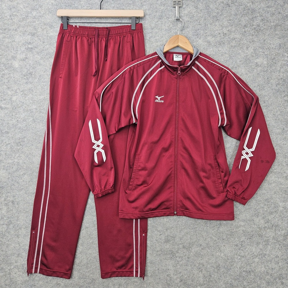 Mizuno Tracksuit Women's Ladies Small Burgundy Full Zip Jacket Pants Logo SPOTS